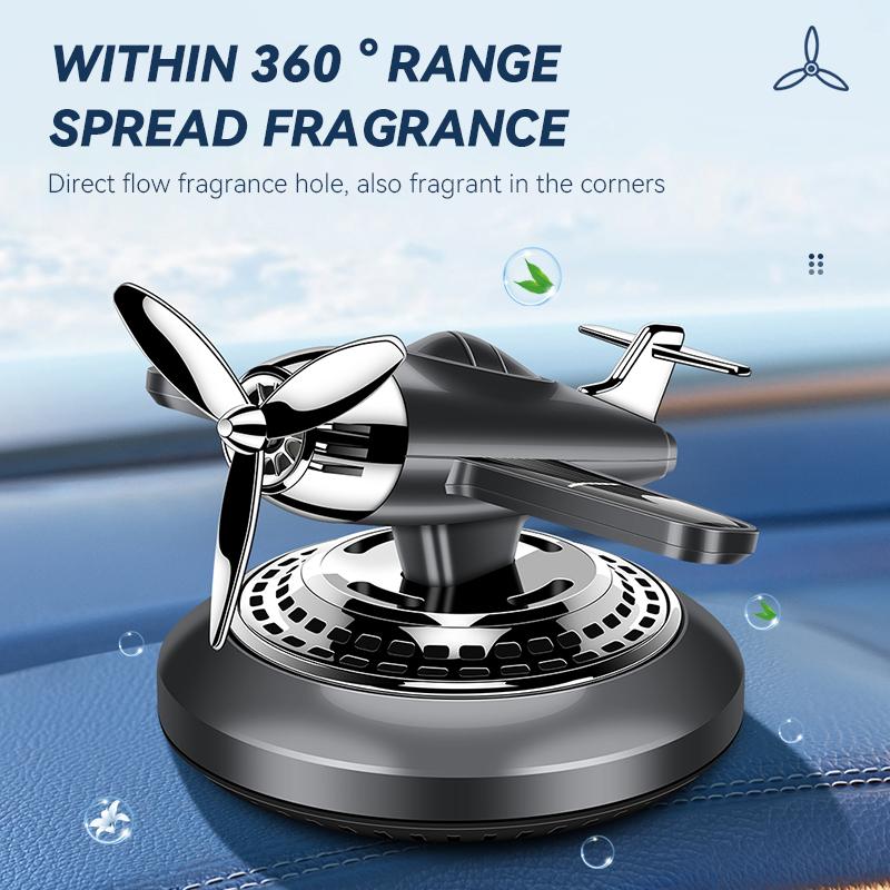 Solar power rotate propeller car air fresheners dashboard aircraft fighter plane ornament perfume fragrance diffuser accessories