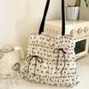 JIAERDI Beige Sweet Cute Bow Tote Bag Women Print Wrinkle Large Capacity Shoulder Bag Ladies Harajuku Y2k Aesthetic Underarm Bag