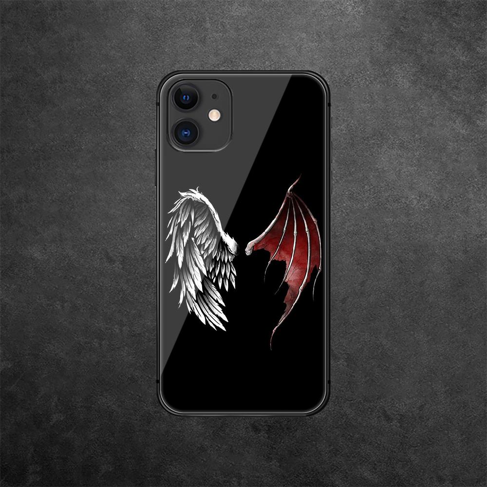 Wings Art Tempered Glass Phone Case For iPhone Samsung Galaxy Redmi Xiaomi Note S A 16 15 14 13 12 11 20 21 22 23 53 54 Pro Plus Ultra Silicone Cover