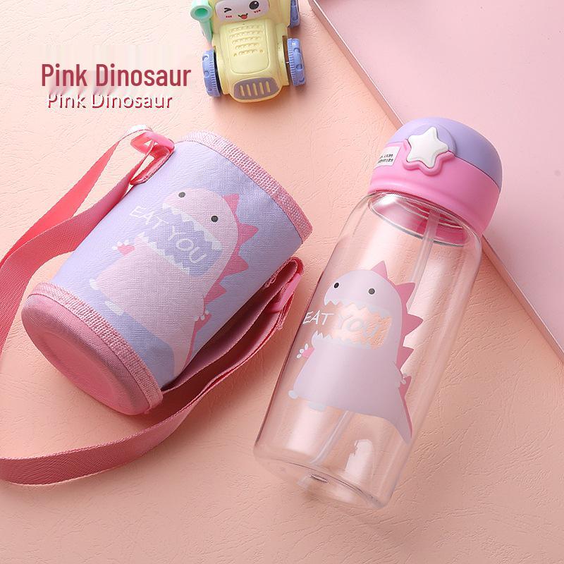 Children's Cartoon Antler Straw Cup - Portable Summer Outdoor Plastic Water Cup with Strap