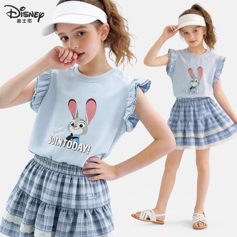 Disney Girls  Summer T-Shirt & Plaid Skirt Set L