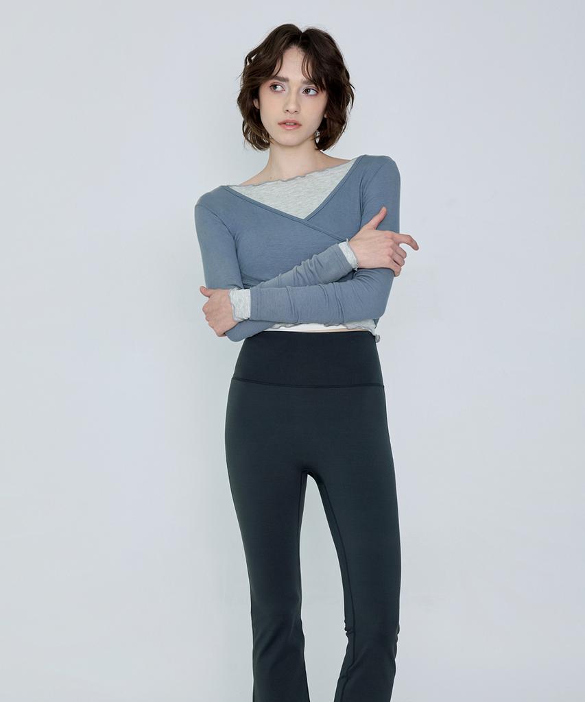 Debiweeo Curve Wrap Crop Top Devi-T0041-Ash Navy