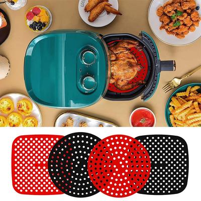 1pc Reusable Non-slip Silicone Air Fryer Mat Square Round Liners Air Fryer Basket Protector Pot Mat Kitchen Accessories Gadgets