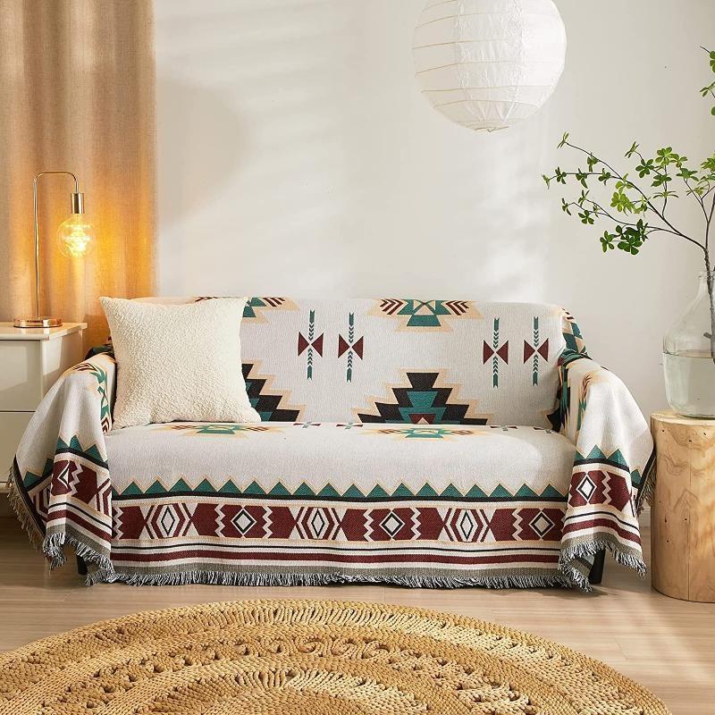 Beach Picnic Outdoor Camping Tassels Blanket Ethnic Bohemian Striped Plaid Blankets for Beds Sofa Mats Travel Rug Christmas