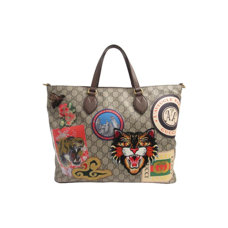 Gucci handbag GG SUPERME printed embroidery stitching old flower all over print canvas patchwork messenger bag tote bag tote bag shopping bag