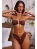 2025 Strapless U-Shaped Bikini with Solid Color and Jewelry Accents for Women