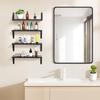 Wood Floating Shelves Set of 4, Rustic Storage Decor Wall Shelves, Wall Mounted Shelf for Living Room, Bedroom 17" X 6", Black