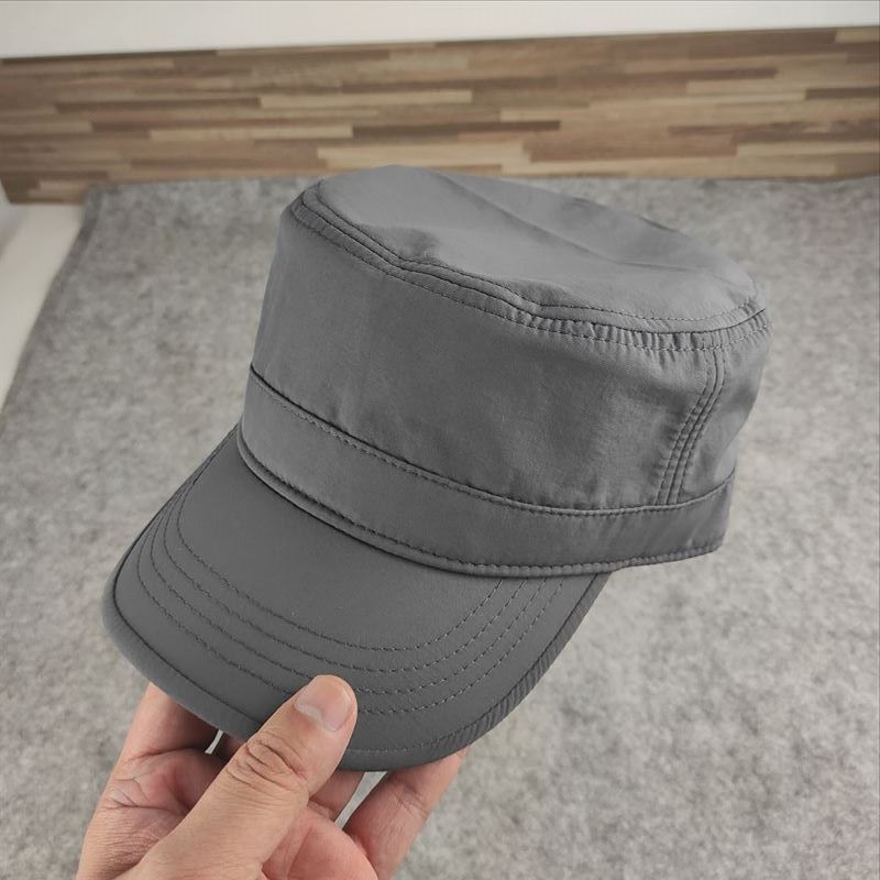 Flat top military hat fabric sealed men's hat large head circumference men's hat