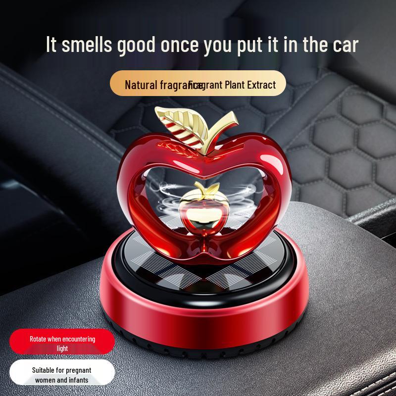 Apple Heart-Shaped Solar Rotating Car Perfume Ornament