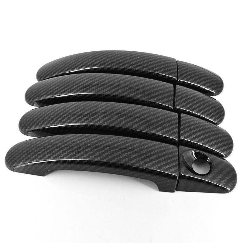 For Ford Tourneo Connect 2013-2018 Accessory Glossy Black Carbon Fibre Pattern Car Side Door Handle Covers Trim 2014 2015