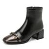 Autumn and winter Korean version of fashion boots women's rubber sole comfortable medium heel square head women's boots square heel large size new