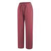Casual Loose Wide-Leg Linen Pants with Elastic Lace-Up Waistband and Pockets