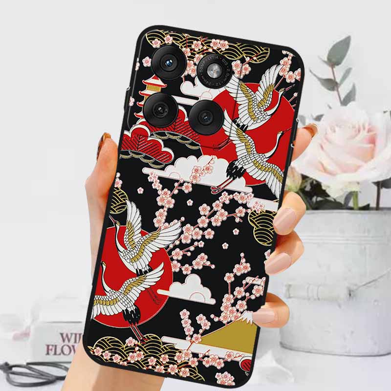 3D Emboss Cases For Edge 60 Fusion / Edge 60 Pro Relief Embossed Retro Silicone Back Cover For Edge 60 Stylus Black Funda 60 Pro