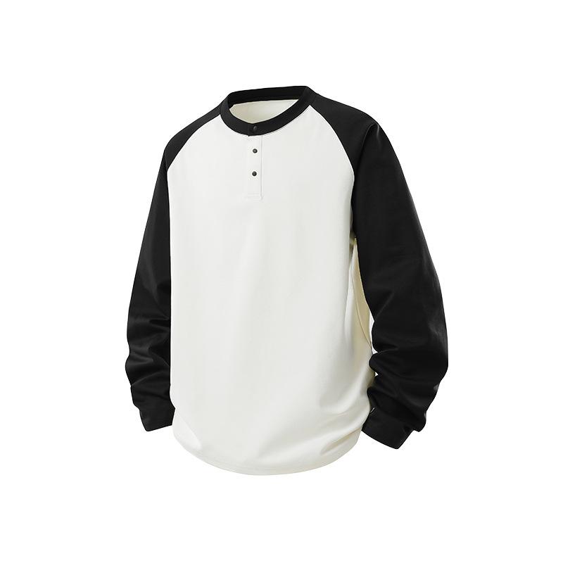 Color-Blocked Drop-Shoulder Round-Neck Comfortable Skin-Friendly Top—Stylish Casual T-Shirt M