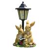 Garden Statue with LED Solar Lamp Weather Resistant Automatic Charging Outdoor Patio Sculpture Decor LED Light