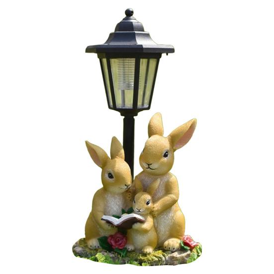Garden Statue with LED Solar Lamp Weather Resistant Automatic Charging Outdoor Patio Sculpture Decor LED Light