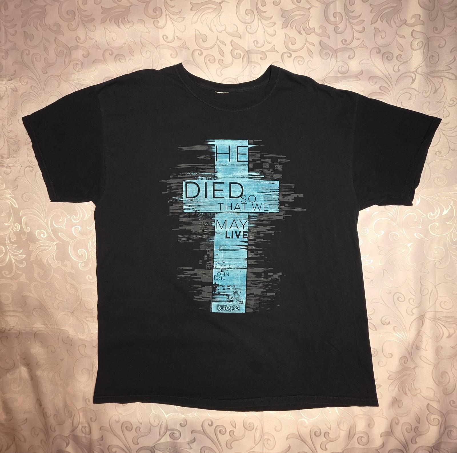 Kerusso Christian He Died So That We May Live Tshirt Adult XL Black Jesus Tee Unisex T-Shirt XXXL