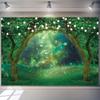2D Magical Party Photo Booth Background, Forest Arch with String Lights
