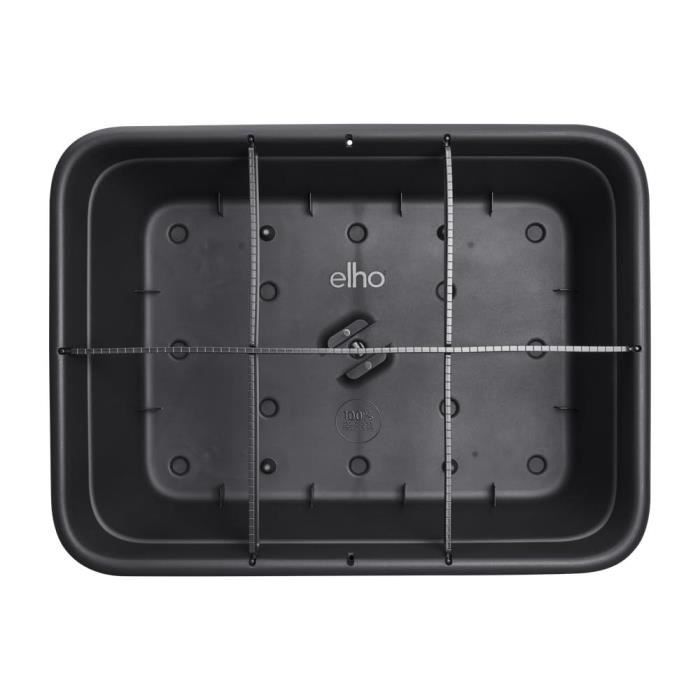 ELHO Bac à fleurs de culture Green Basics Large - L 76 x B 57 x H 27 cm - Culture et récolte - Extérieur - 100% recyclé - Noir