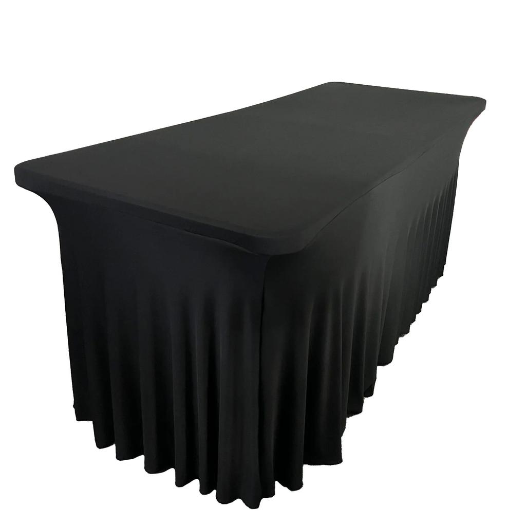 Cover For Banquet Catering Table, Black Skirting, Ruffle, 180X76 Cm
