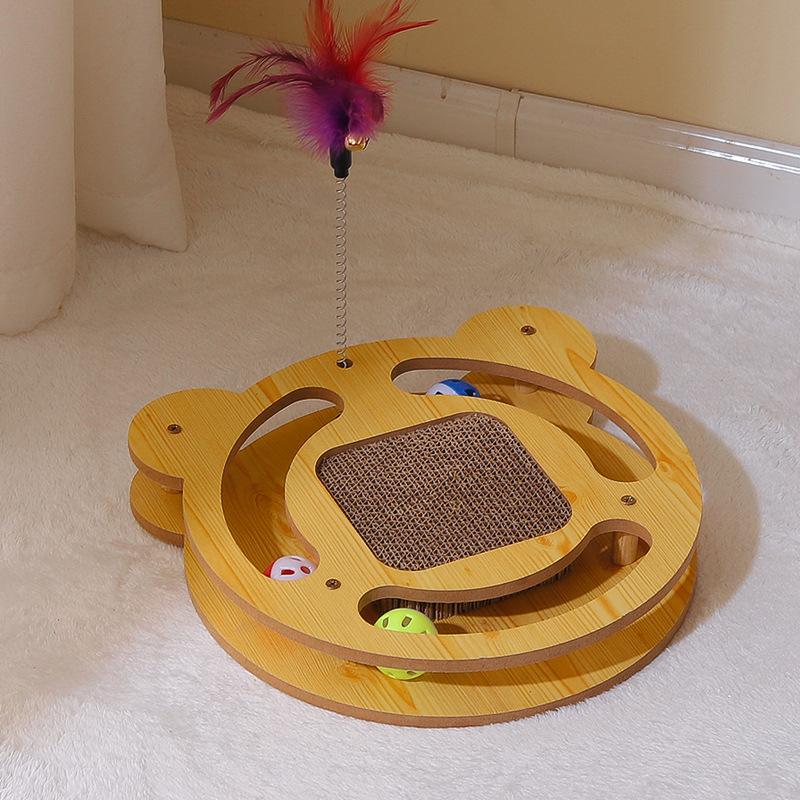 Cat Sisal Scratching Board Scratching Post Teasing Turntable Feather Cat Claw Sharpening No Dander Relief Pet Toys Supplies