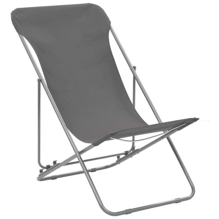 Chaise de plage - vidaXL - pliable - Gris - Acier et tissu oxford
