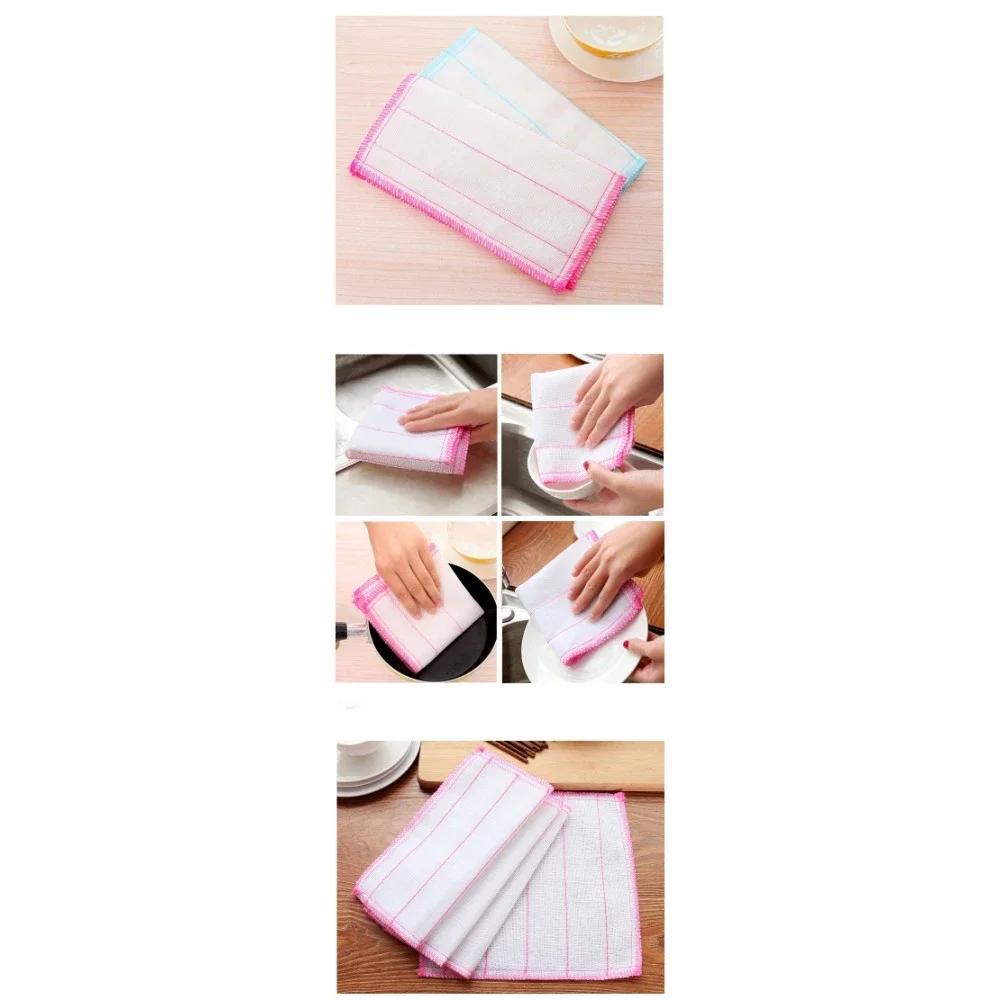 New Household Cleaning Cloth Kitchen Non Greasy Dishwashing Cloth Thickened 5-layer 28 * 28cm Cotton Yarn Brush Bowl