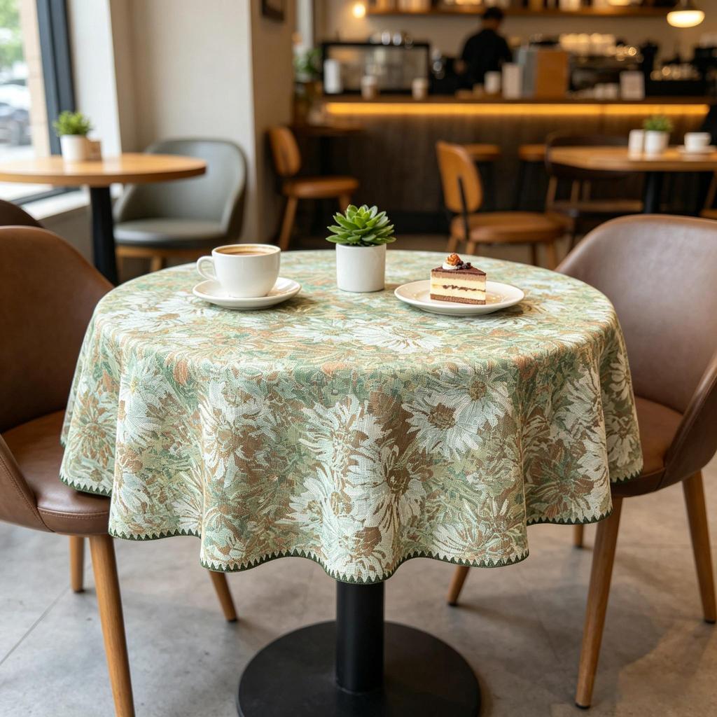 Dining Room Coffee Table Home Interior Decor  Small Cotton Material Soft Fabric Round Tablecloth