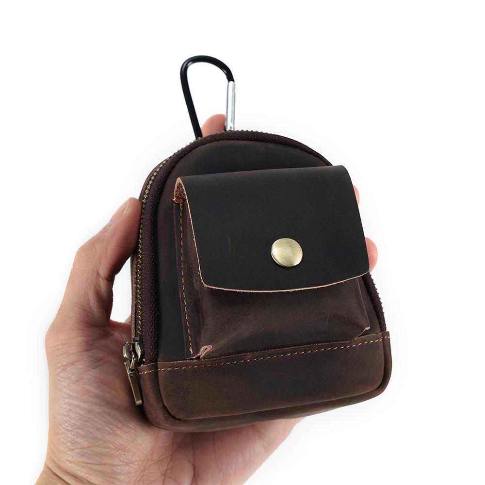 

2024 Кошелек для монет на молнии из натуральной кожи - Портативная уличная поясная сумка для наушников