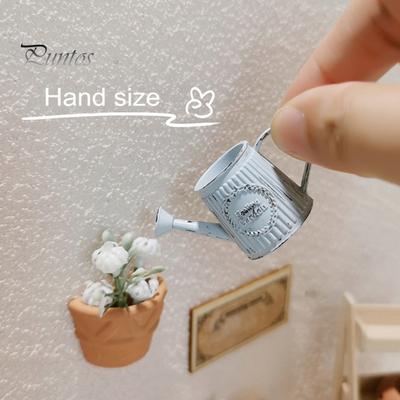 Mini-Gießflasche, Metall, Miniatur-Sprinklertopf, Puppenhaus-Gartengeräte, Spielzeug, simulierte Gießkanne für Mini-Gärten, Blumenzimmer