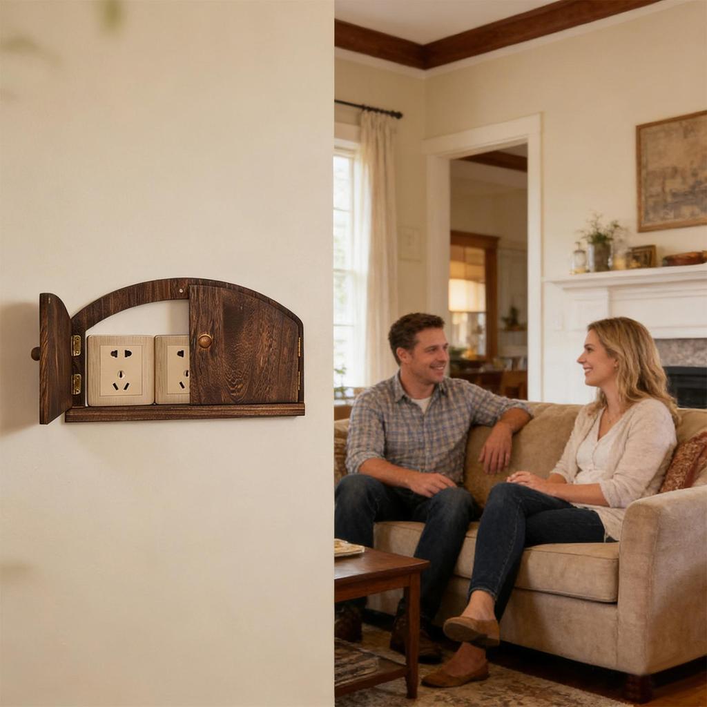 Fairy Door Socket Cover Board Baby Protection Socket Cover Decorative Wooden Outlet Covers Wall Plate Child Proof Outlet Cover