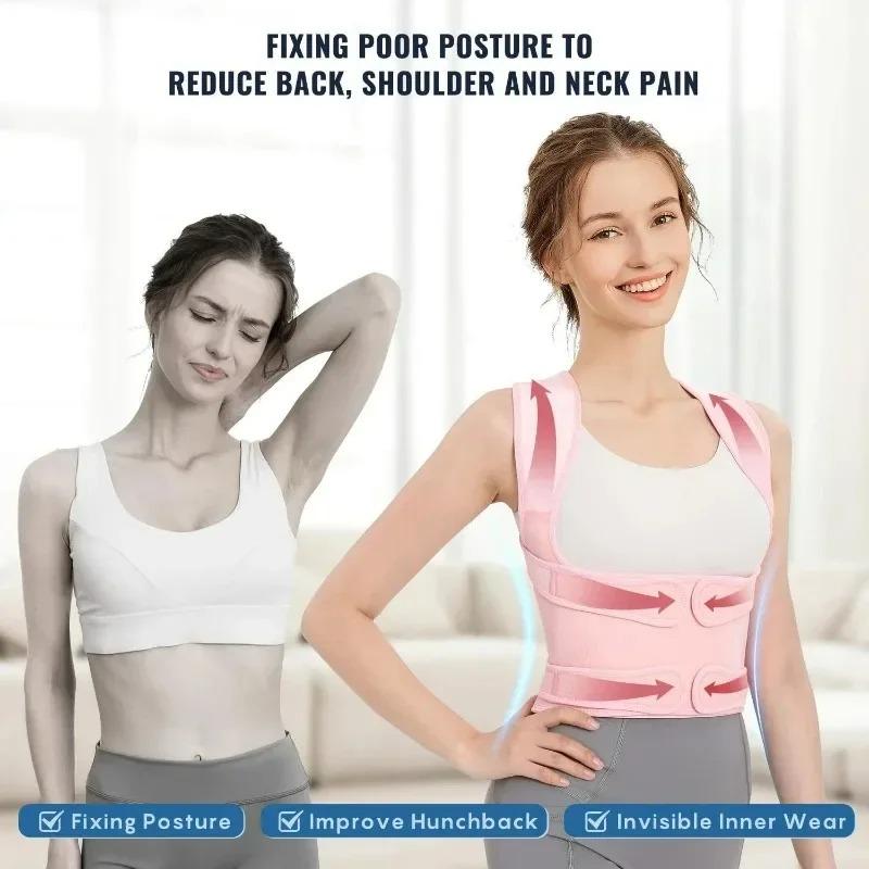Back Brace & Posture Corrector for Women, Adjustable Back Straightener Posture Corrector Scoliosis Hunchback Correction Support
