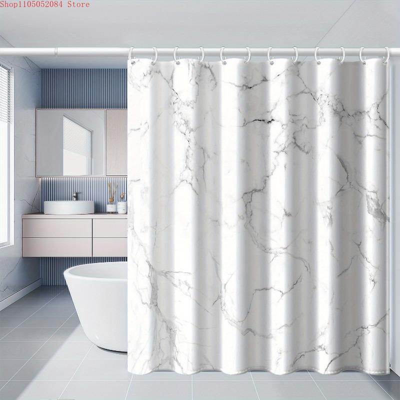 1Pc Gray Striped Patterned - With Hooks Waterproof Mildew Proof Easy Install Washable W60H190(CM)-1 Pcs
