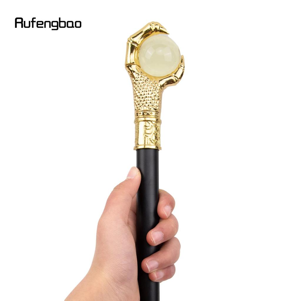 Dragon Claw Grasp Yellow Glass Ball Golden Walking Cane Fashion Decorative Walking Stick Cosplay Cane Knob Crosier 93cm