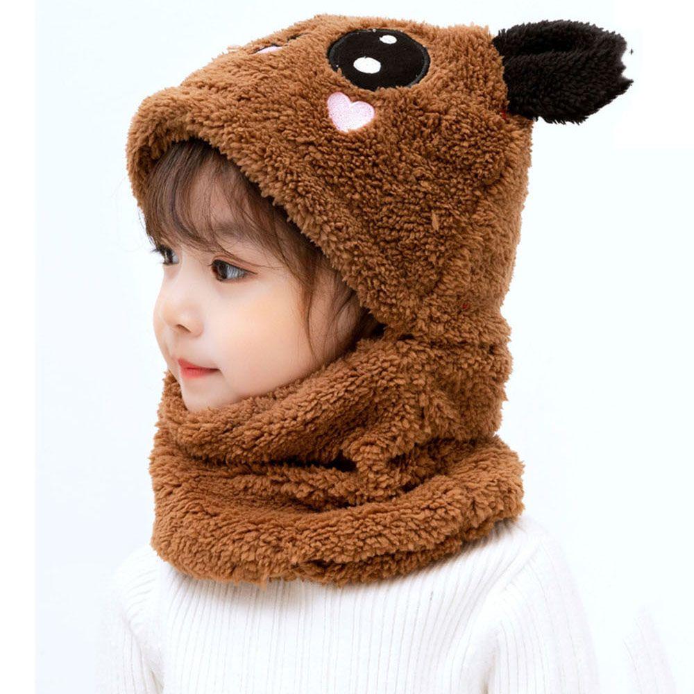 Panda Fleece Kids Caps Coral Velvet Ear Cap Hat Baby Stuff Scarf
