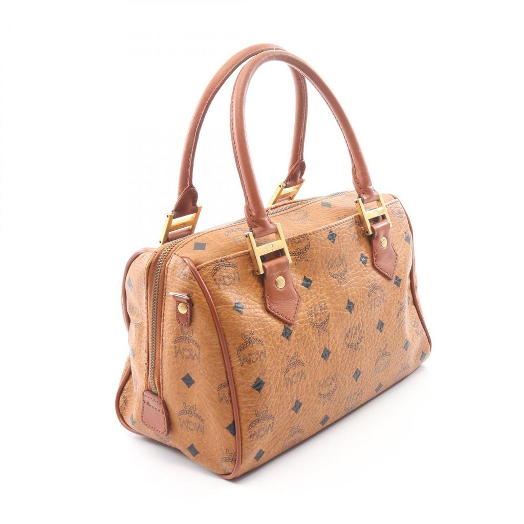 Used MCM Visetos 2WAY Handbag PVC coated canvas leather Brown Used Women