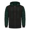 Men Zip Up Long Sleeve Pullover Casual Color Block Hooded Sweatshirt Drawstring Sport Winter Jacket With Pocket