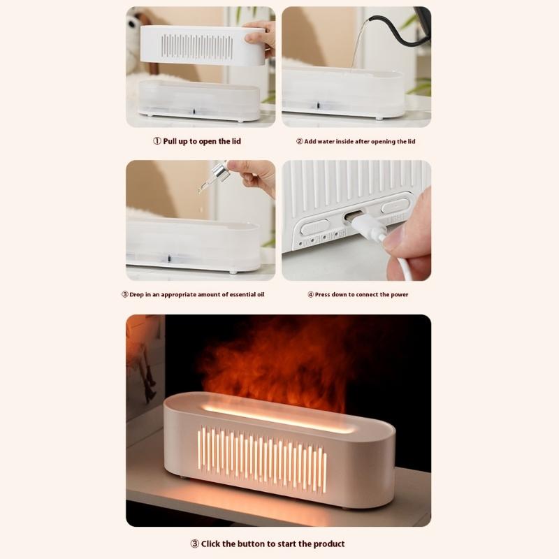Simulated Flame Cool Misting Humidifier with 6 Color Light Flame Air Diffuser Humidifier Air Humidifier for Home Bedroom