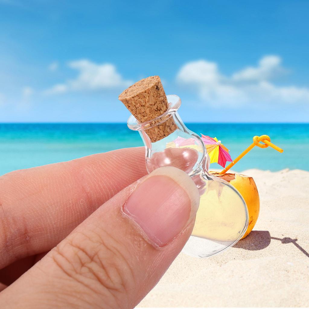 3pcs Wishing Bottles Clear Corked Drift Bottle Glass Corked Diy Bottle For Perfume Storage Jar Gourd Shape Decor