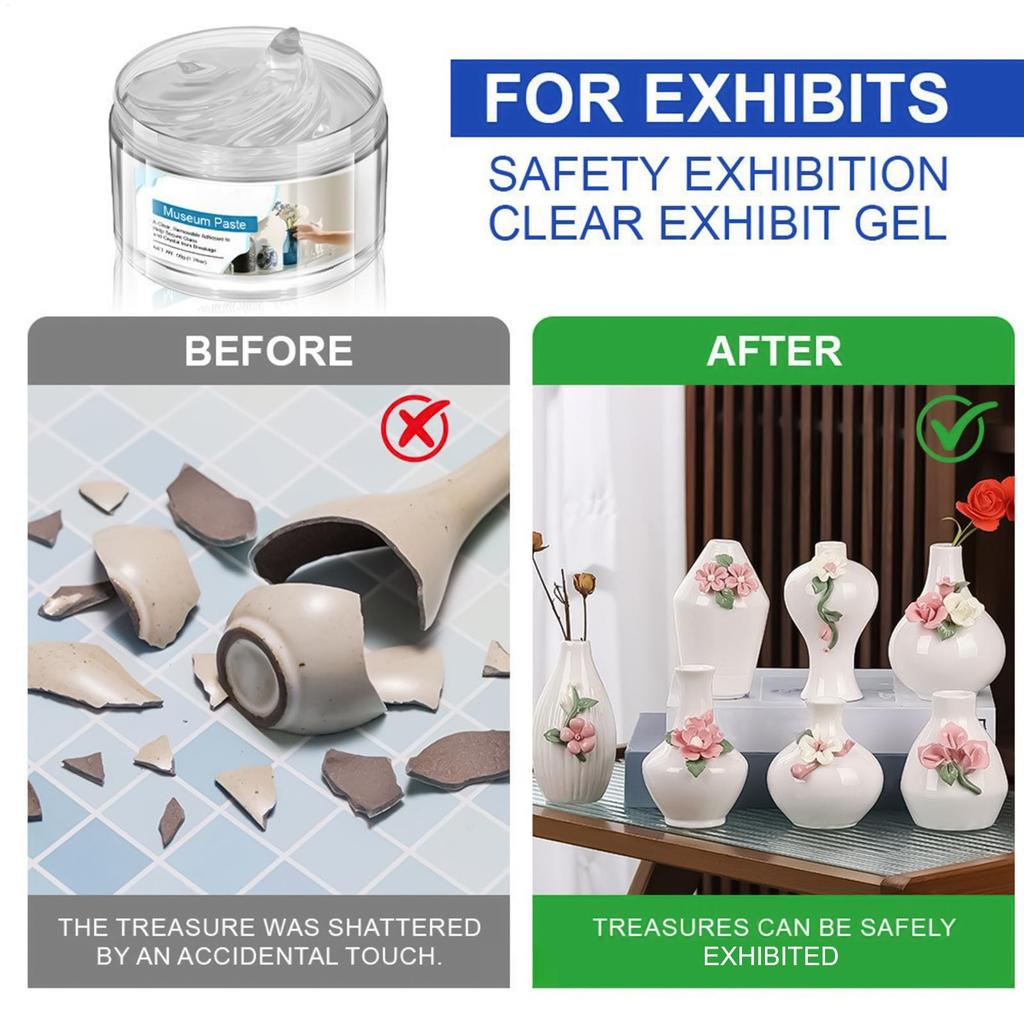 Museum Putty Wax 50g Removable Reusable Clear Adhesive for Mounting, Anti-Slip Vibration Proof for Exhibits, Artifacts, Ceramics