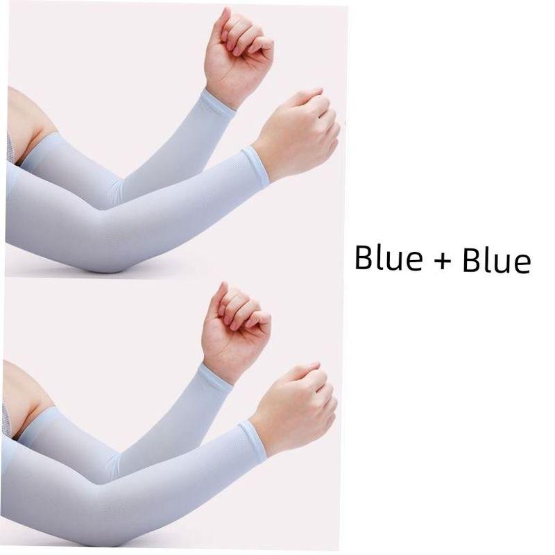 

Gloves Sun UV Protection Hand Protector Cover Arm Sleeves G26-blue [2 pairs] straight tube All yards