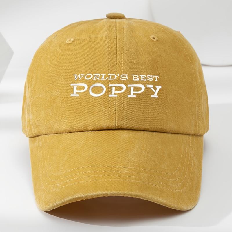 Poppy Letters Three-dimensional Embroidered Baseball Cap Classic Washed Old Retro Peaked Cap Soft Top Adjustable