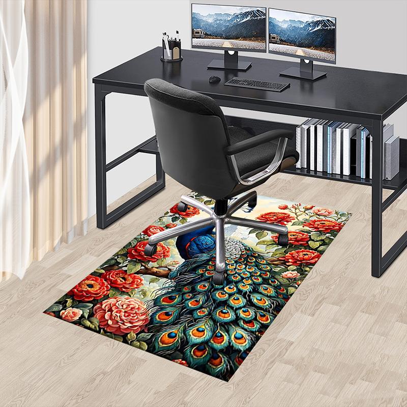 1PC peacock flowers Carpet Ultra Soft, Thick & Absorbent, Non Slip Machine Washable Mat for Entryway