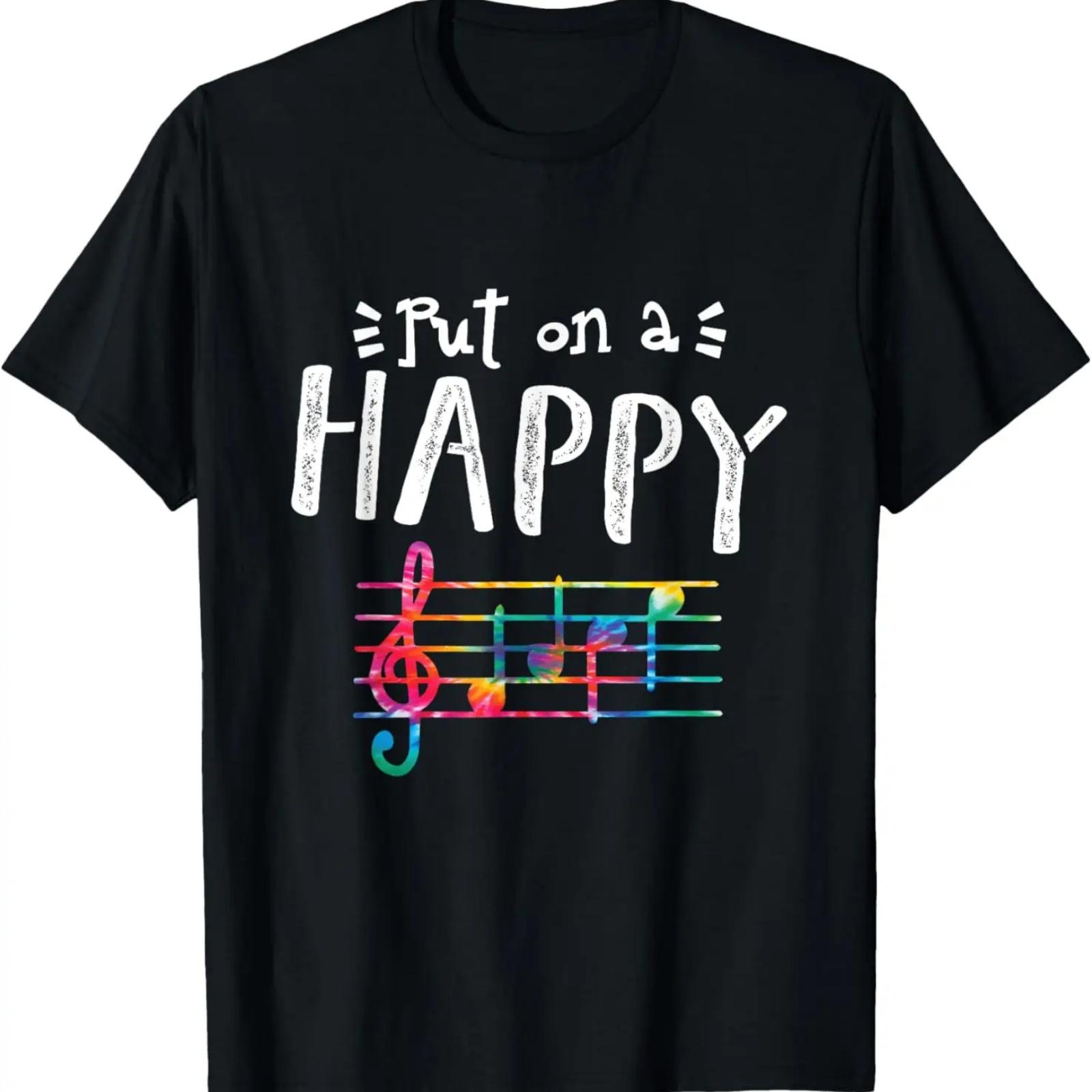 

Put On A Happy Face Music Notes Funny Teacher Gift T-Shirt XXXXXL чёрный