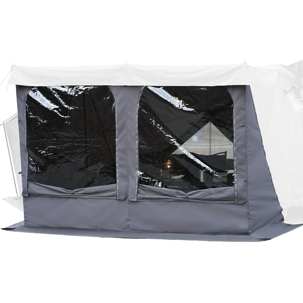 Soomloom Удлиненная прозрачная передняя шторка из ТПУ для военной палатки MILITARY TENT Заменяемое сетчатое окно Панель двери из ТПУ Холод и дождь Компактный кемпинг серый