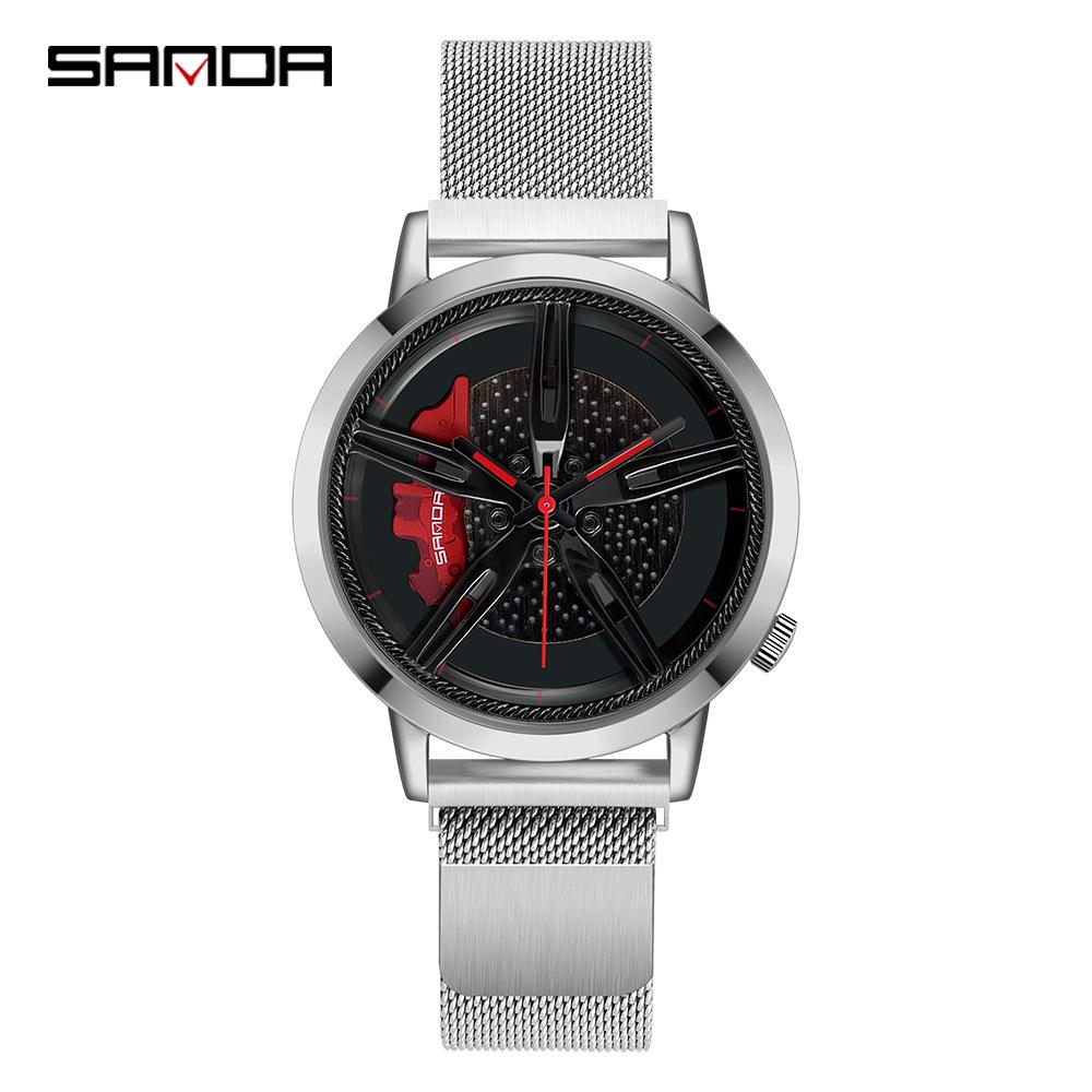 Sanda Men's Trendy Skeleton Dial Quartz Watch - Waterproof and Stylish Casual Wristwatch
