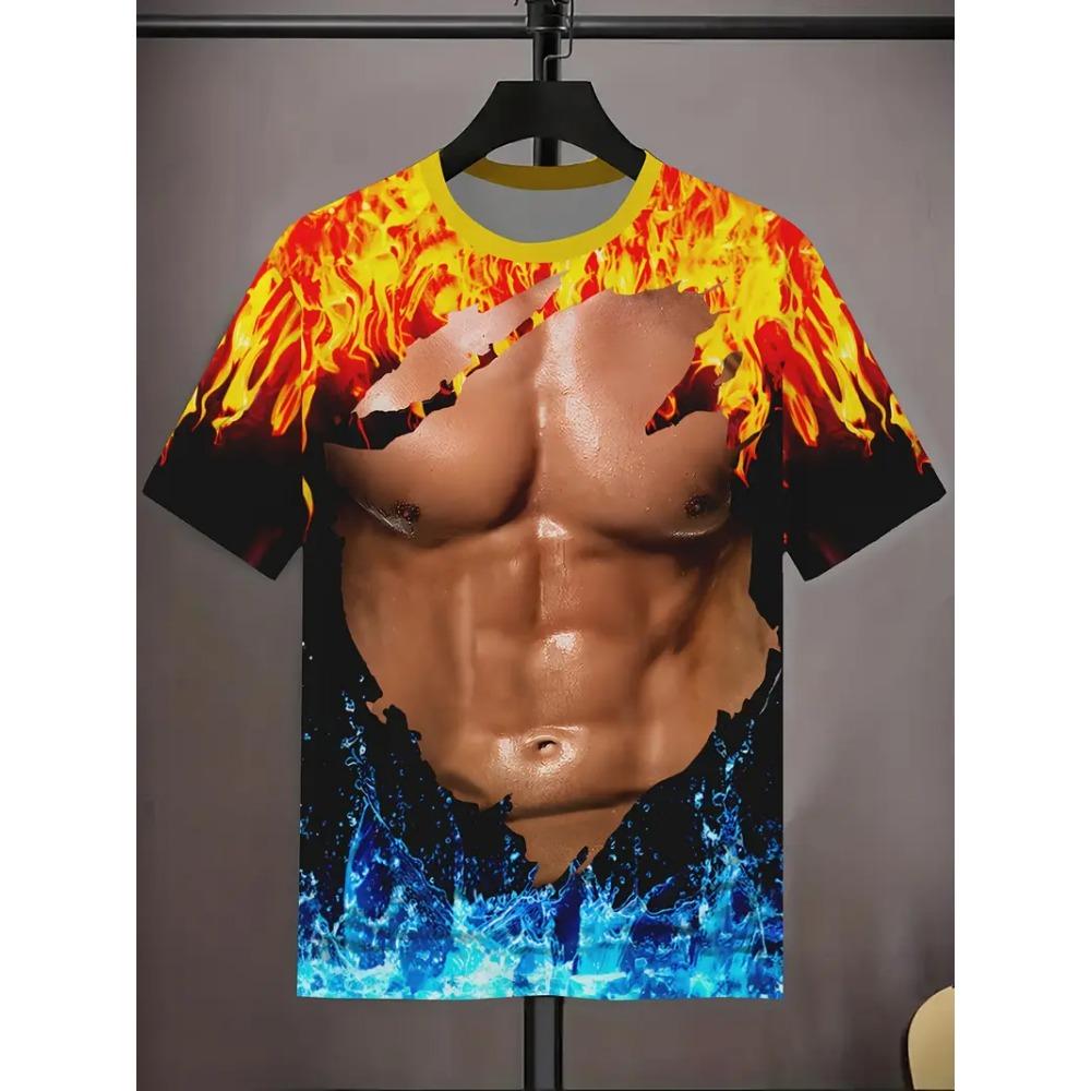 3d Print T Shirt For Men Funny Chest Hair Muscle Ugly Tee Tops Summer Short Sleeve Causal Men's Tshirts Streetwear Harajuku Tops