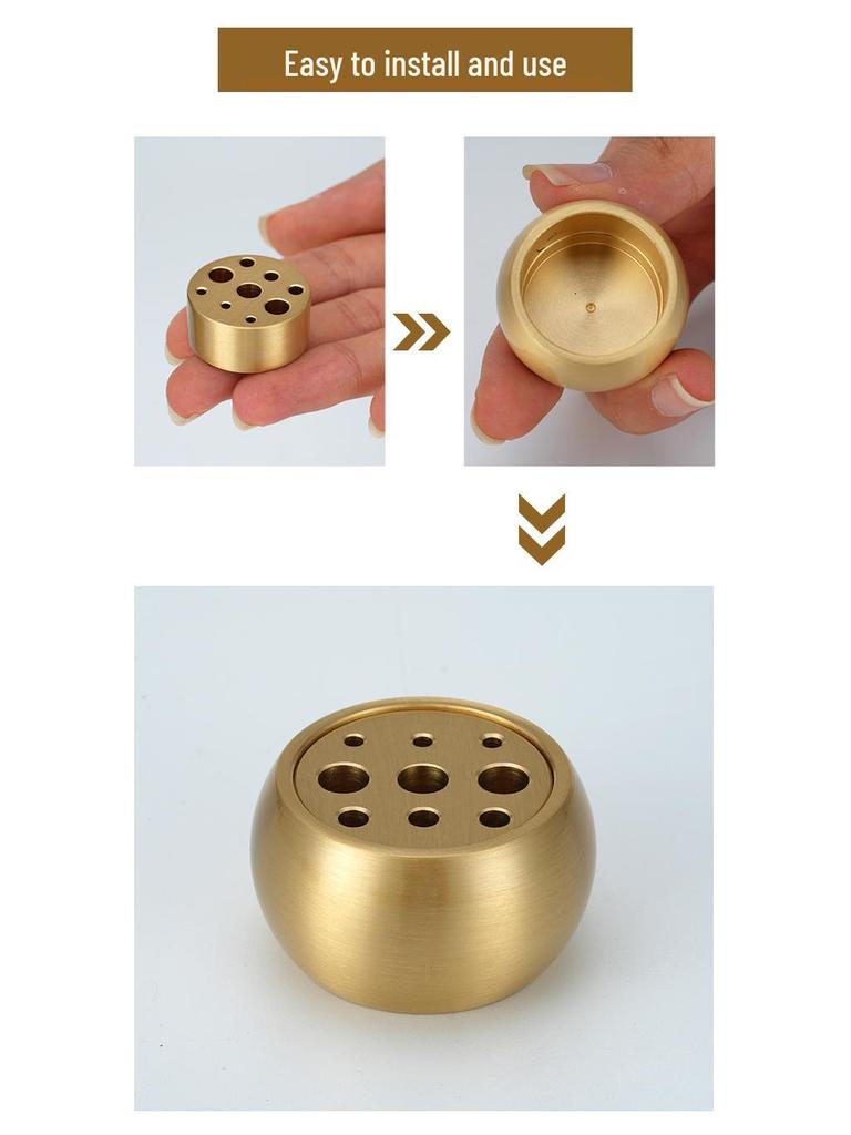 Zen Brass Multi-Hole Tibetan Incense Holder - Ash-Free Mini Tray