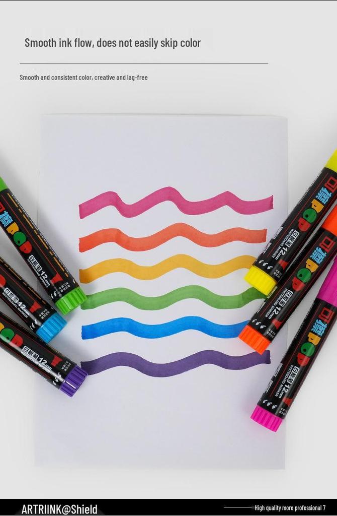 Shield 12mm Wide Tip Whiteboard Marker - Erasable, Refillable, Water-Based Pen for Teachers and Drawing Boards