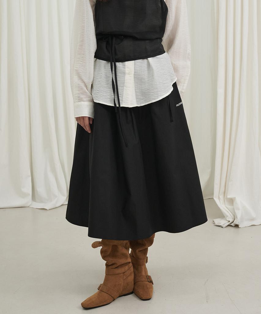 MARROT Cotton String Midi Skirt_Black